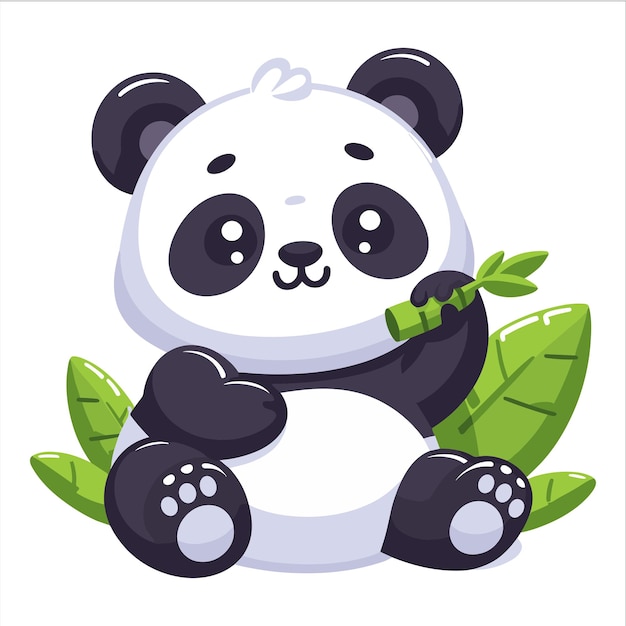 Cute panda vector panda with bamboo desogn