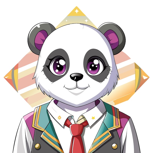 Vector a cute panda wearing a formal outfit with a red tie and a white shirt