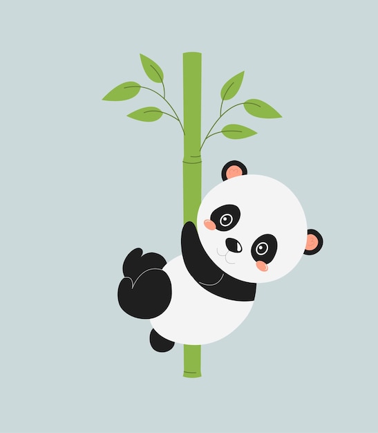 Cute panda with bamboo