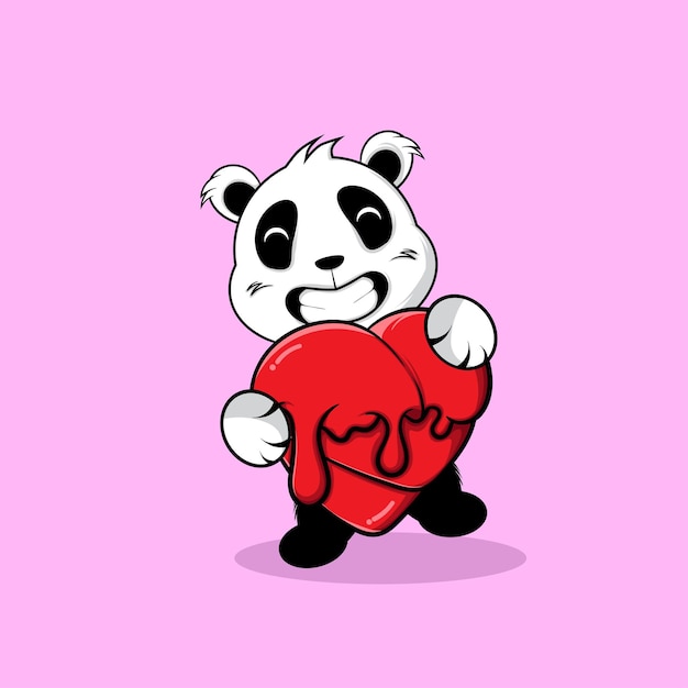 CUTE PANDA WITH BIG MELTED HEART