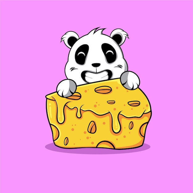 CUTE PANDA WITH BIG SLICE OF MELTED CHEESE