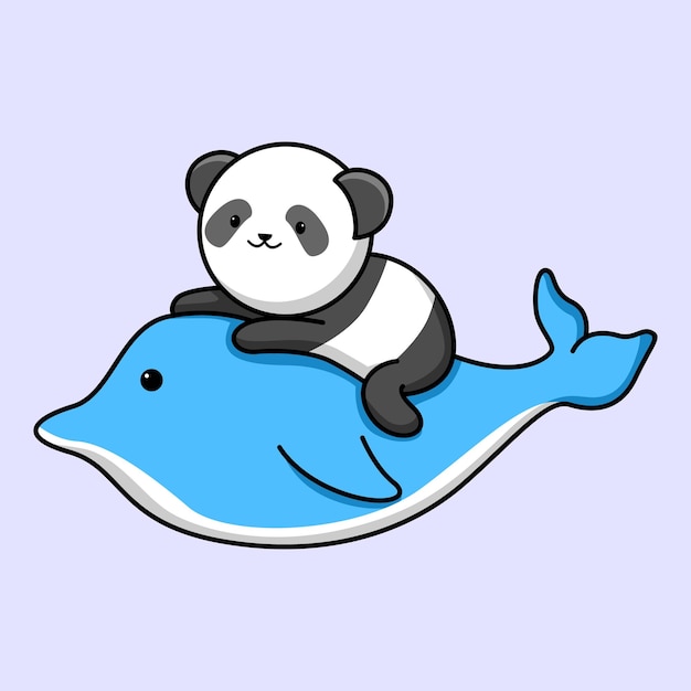 cute panda with dolphin cartoon design