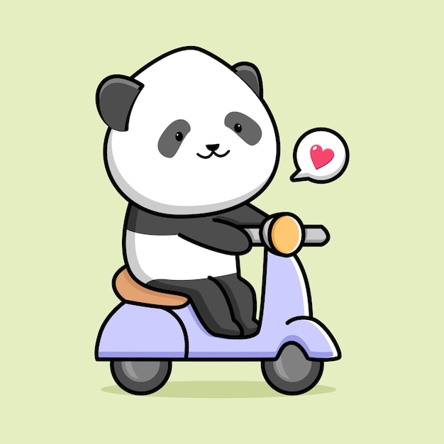 Cute panda with motorcycle cartoon design