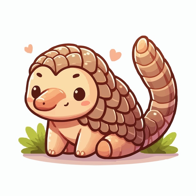 cute pangolin vector on white background