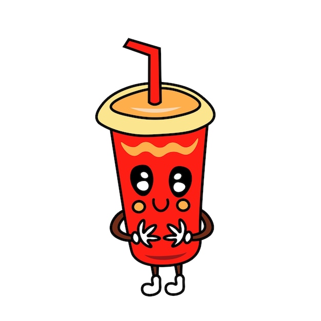 Cute paper cup of cola cartoon character