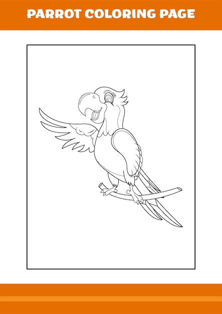 Cute parrot coloring book Line art design for kids printable coloring page