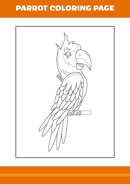 Cute parrot coloring book Line art design for kids printable coloring page