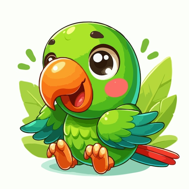 cute parrot vector on white background