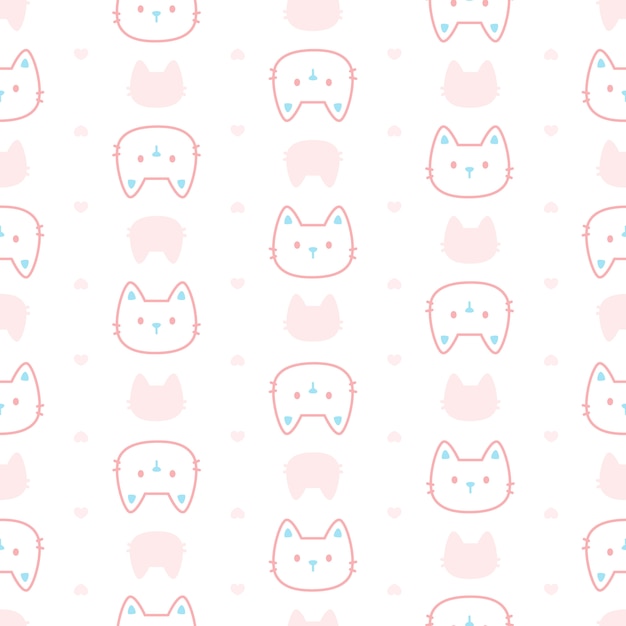 Cute pastel cat seamless pattern