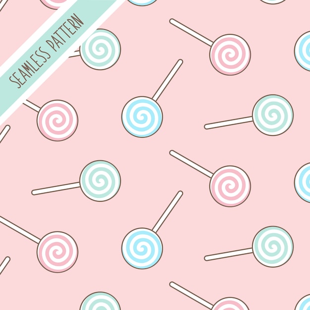 Cute pastel colors lollipop seamless pattern.  