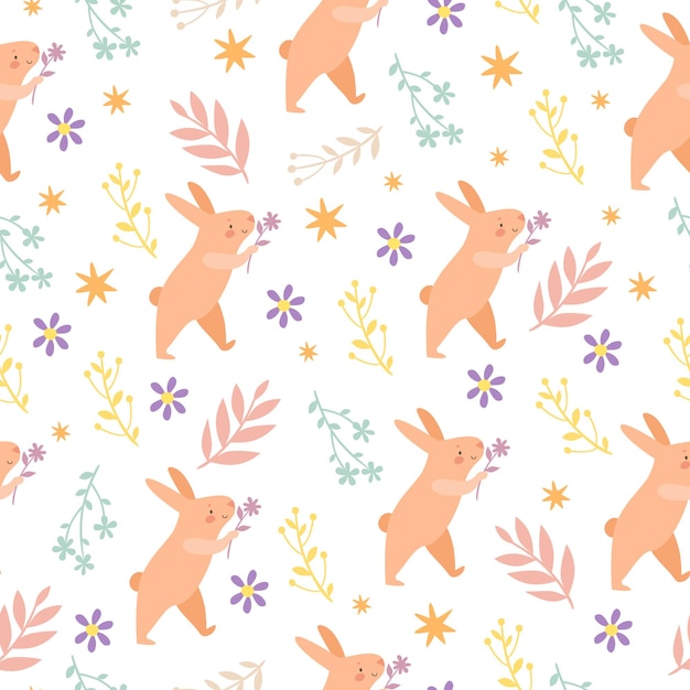 Cute pastel pattern with a hare