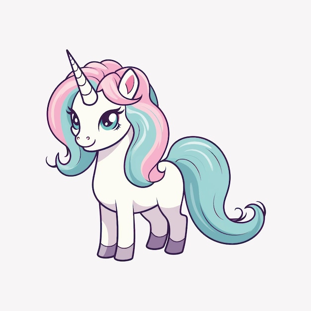 Cute pastelcolored cartoon unicorn