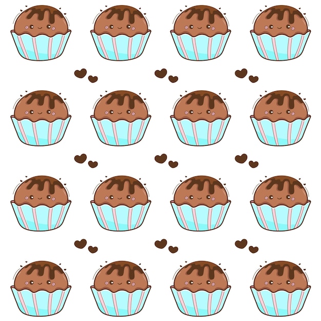 Cute pattern background design cupcake Vector