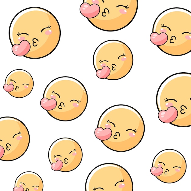 Cute pattern background emoji stickers Vector