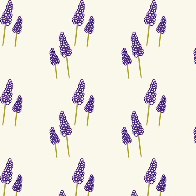 Vector a cute pattern of delicate violet flowers in clusters drawn by hand