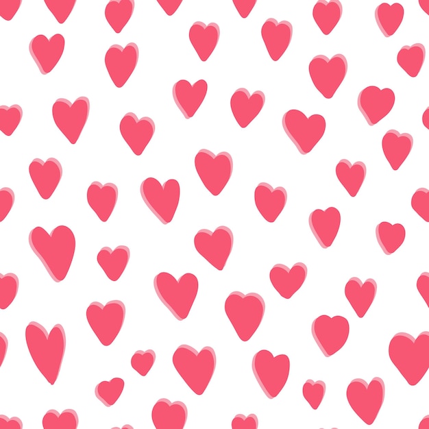 Cute pattern with pink hand drawn hearts