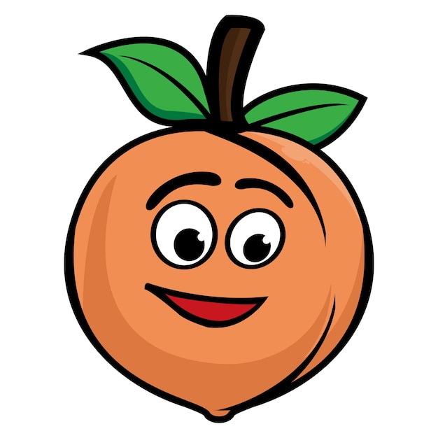 Cute peach fruit mascot design character Isolated on a white background