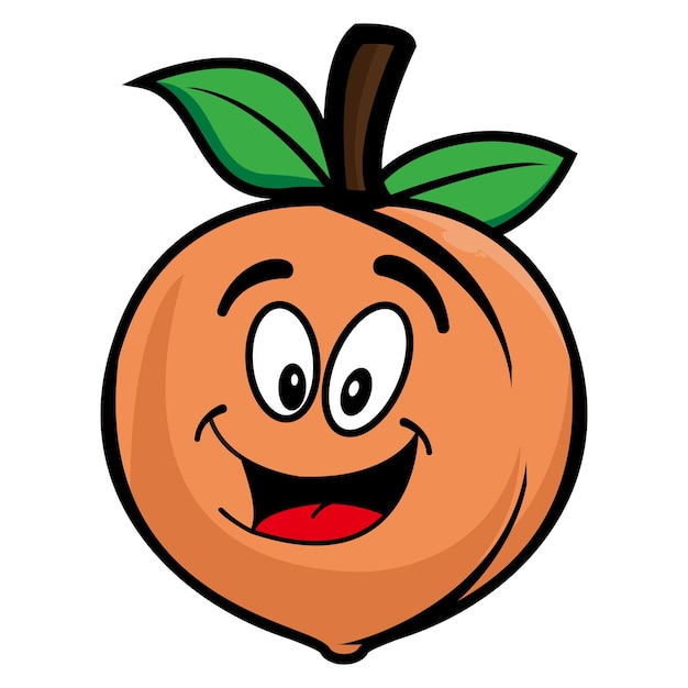 Cute peach fruit mascot design character Isolated on a white background