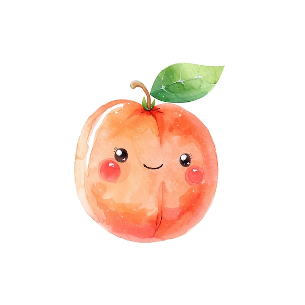 cute peach vector illustration in watercolour style