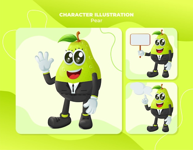 Vector cute pear characters in advertising