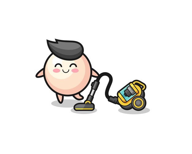 Cute pearl holding vacuum cleaner illustration