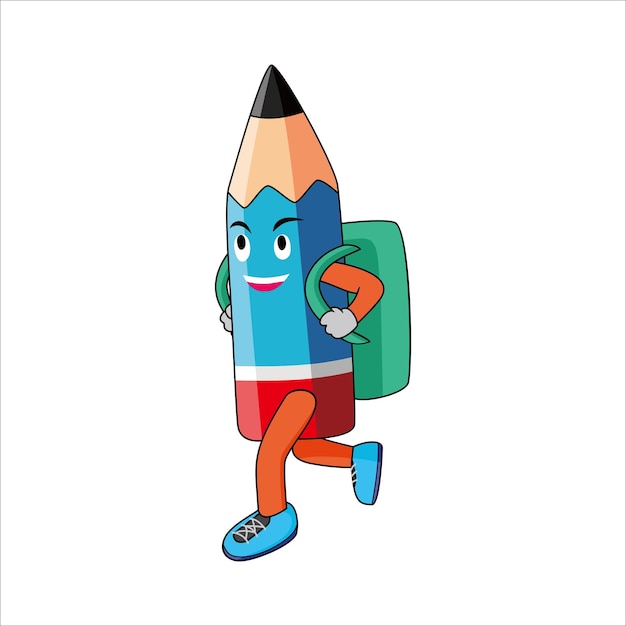 cute pencil mascot design. education character vector illustration.