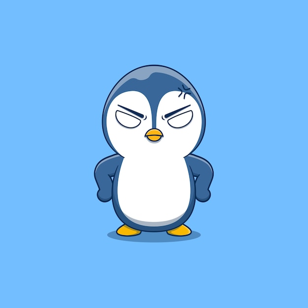 Cute penguin angry expression with hand on waist