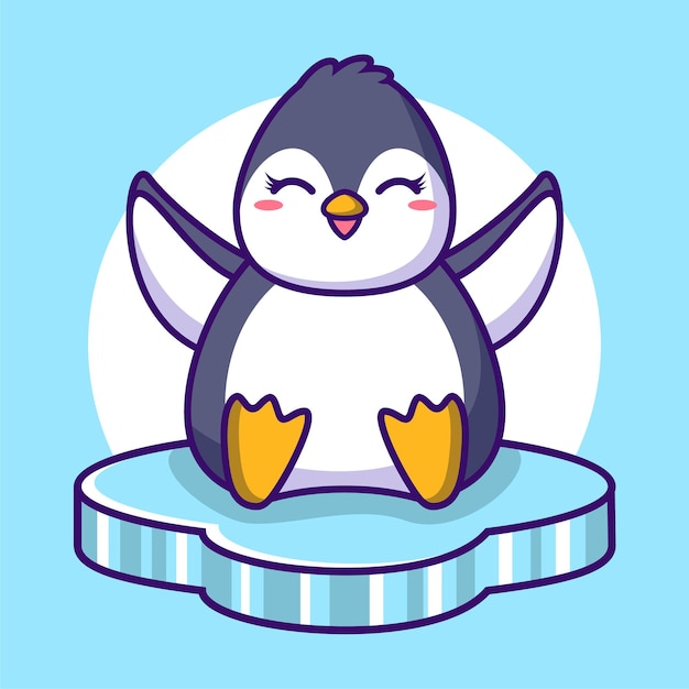 Vector cute penguin cartoon icon illustration