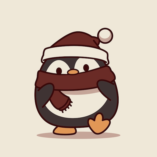 Cute penguin cartoon icon illustration