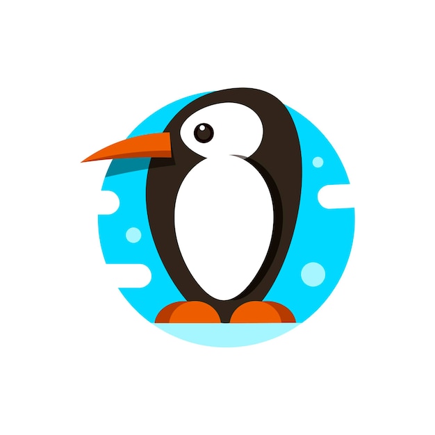 Cute penguin cartoon waving stock illustration on a white background. For design, decoration, logo.