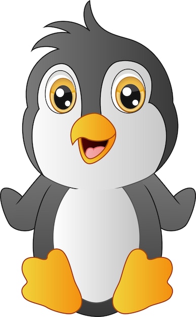 Cute penguin cartoon on white background