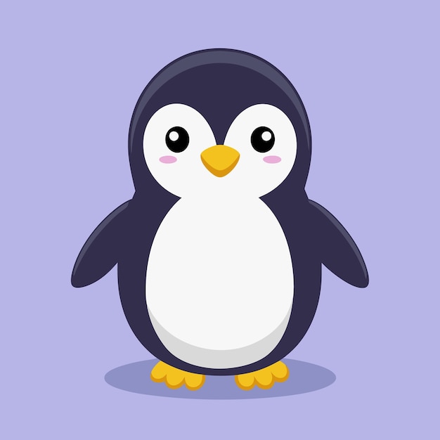 Cute penguin icon in flat style Cold winter symbol Antarctic bird animal illustration