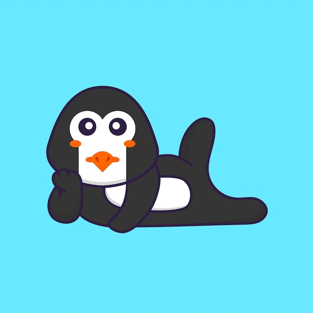 Cute penguin lying down Animal cartoon concept isolated