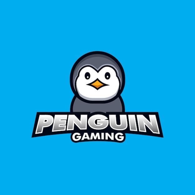 cute penguin mascot gaming logo