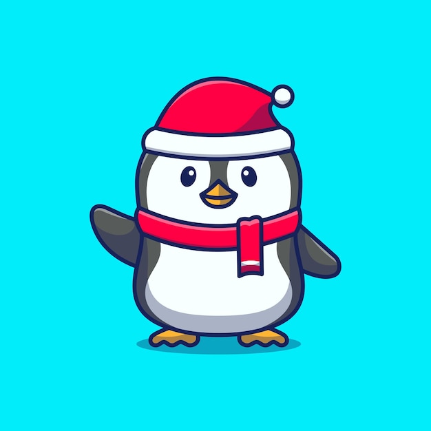 Cute Penguin Wearing Winter Outfit Cartoon Icon Illustration