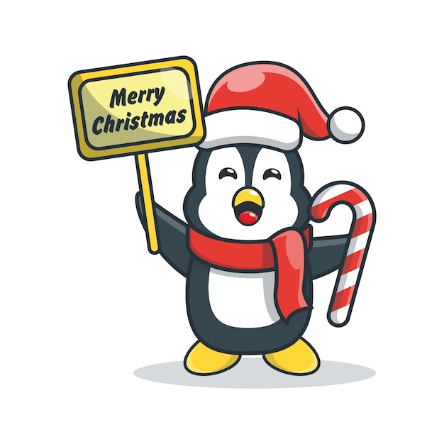 cute penguin with christmas greeting