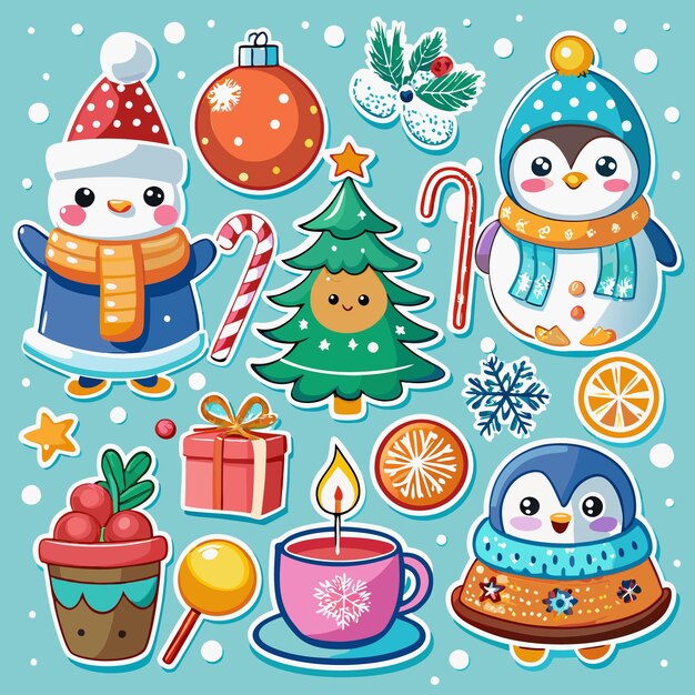 Cute Penguins Celebrate Christmas with Festive Decorations