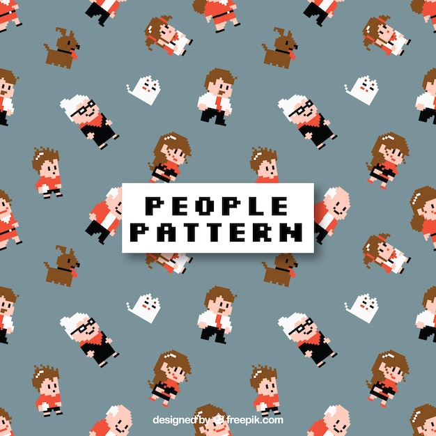 Cute people pattern with flat design