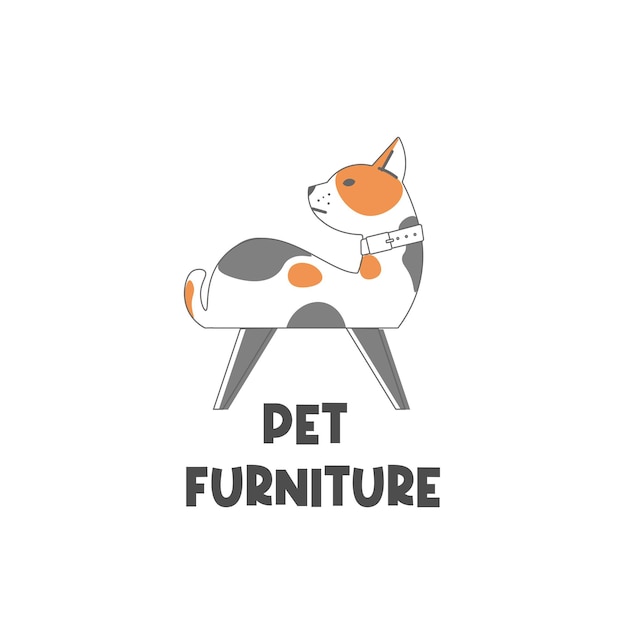 Cute Pet Furniture Illustration Logo