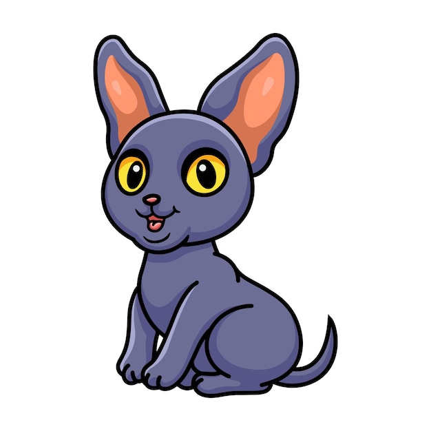 Cute peterbald cat cartoon sitting