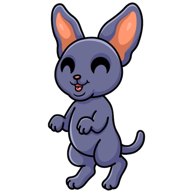 Cute peterbald cat cartoon standing