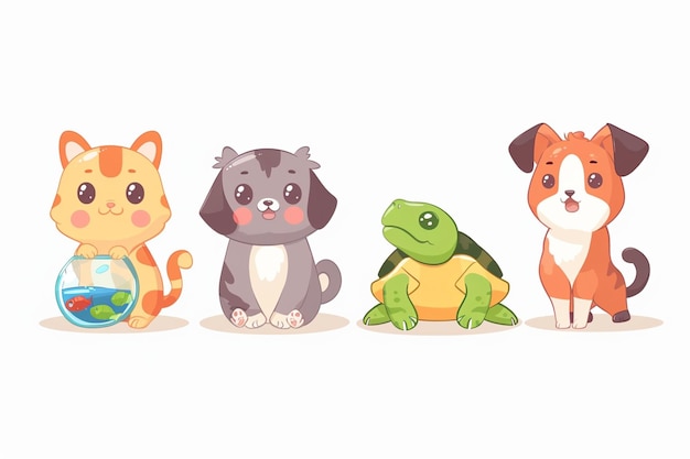 Vector cute pets illustration cartoon style