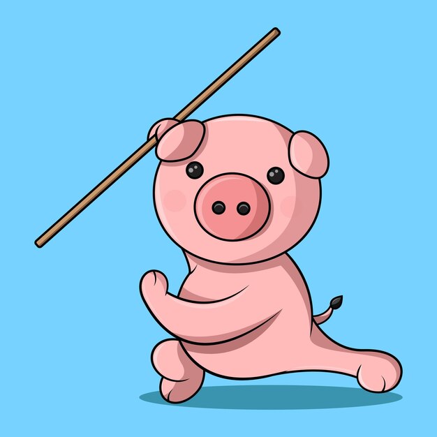 A cute pig in action