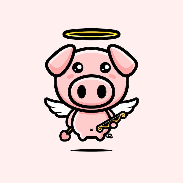 cute pig angel character design