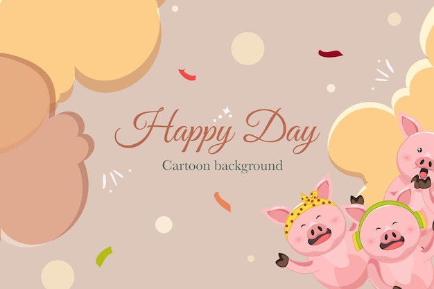 cute pig animal cartoon template background