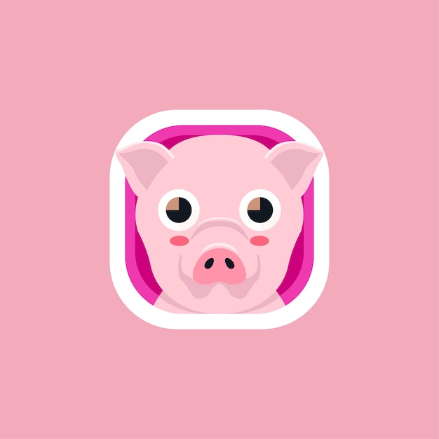 Cute Pig App Icons Logo Vector