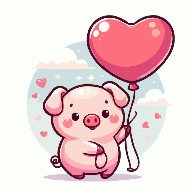 cute pig cartoon vector on white background