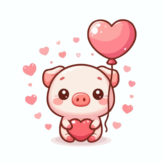 cute pig cartoon vector on white background