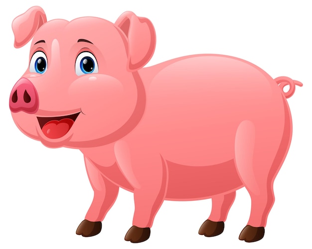 Cute pig cartoon on white background