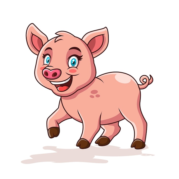 Cute pig cartoon with a smiling face